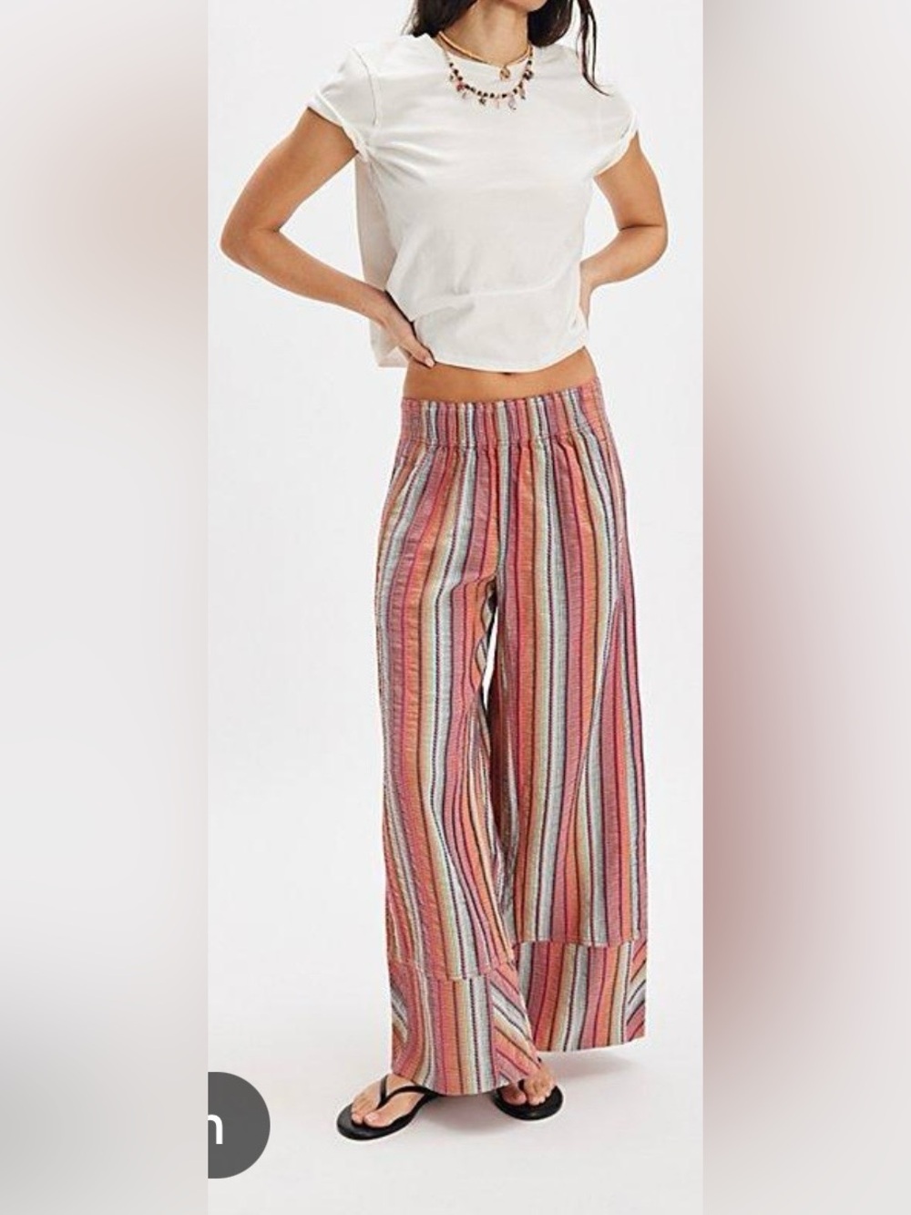 Free People Multicolor Days End Striped Wide-Leg Pants Medium
